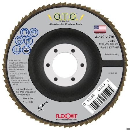 Flexovit FLAP DISC OFF THE GRID 4-1/2inX7/8in Z4710F